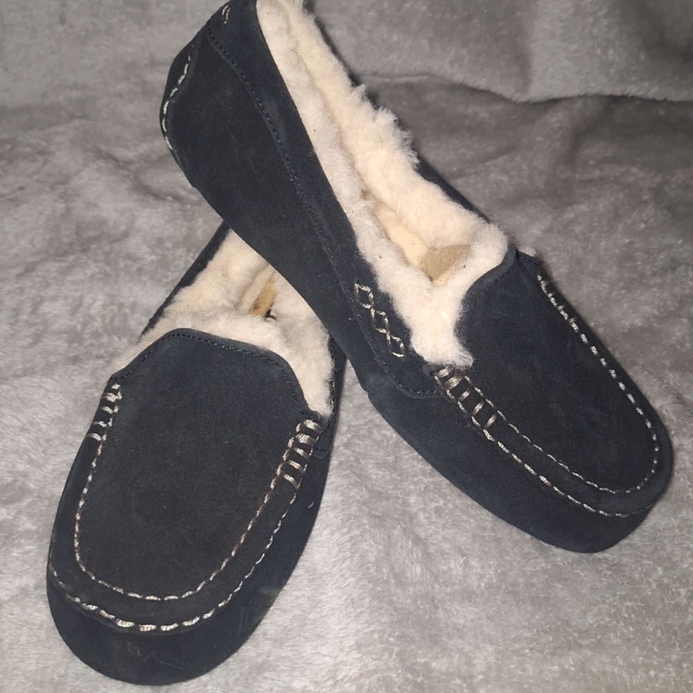 Cozy Black Suede Moccasin Slippers